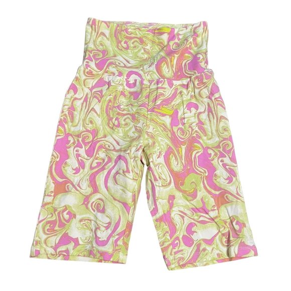 BP Green Pink White Retro Print Biker Shorts Women's Size XX-Small XXS - Picture 1 of 5